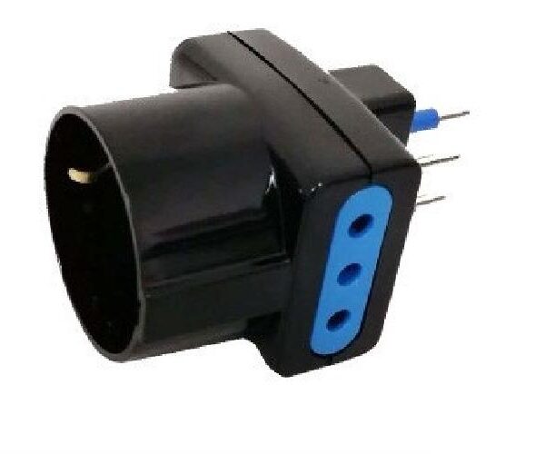 ADATTATORE PRESA 3 POSTI 10A/SCHUKO SPINA 10A NERO (PES1043-BKP)