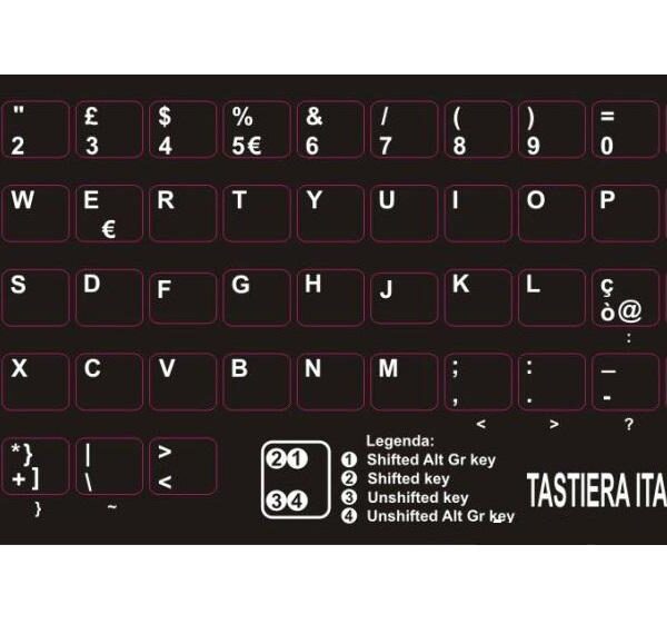 ADESIVI TASTIERA ITALIANA STICKERS NETBOOK/NOTEBOOK - TASTI PICCOLI ITA