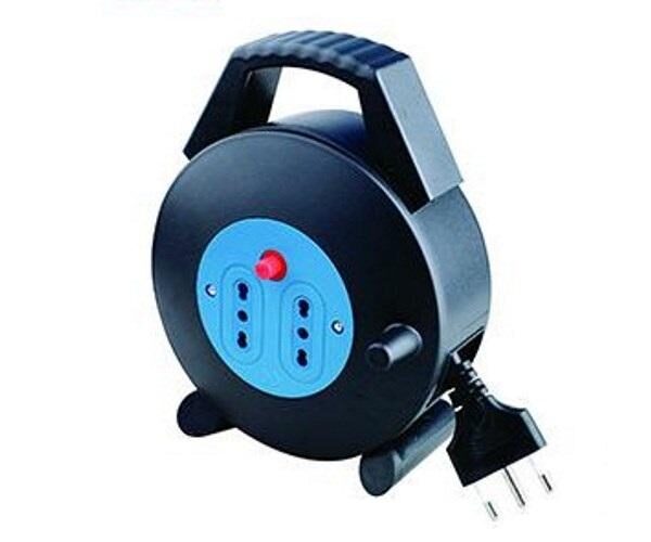 AVVOLGICAVO 2 POSTI BIPASSO/16A 5METRI CON PROTEZ. TERMICA (PEA2-5-BK)