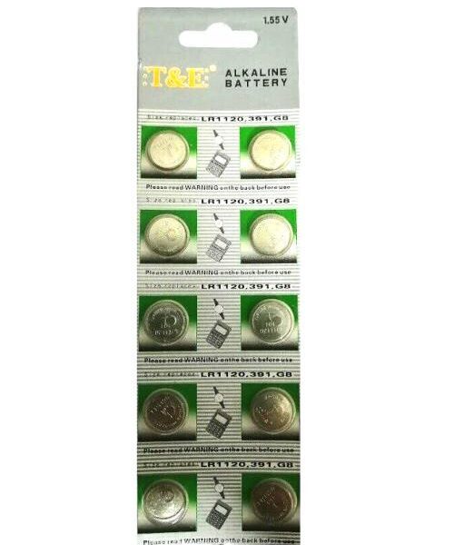 BATTERIE BOTTONE MINI 1.55V AG8 LR1120 391 G8 ALKALINE (10 PEZZI)