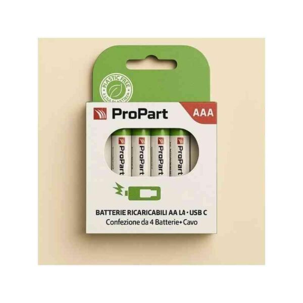 BATTERIE RICARICABILI AAA USB-C 356MAH 1.5V - CONF. 4PZ - EK-RB-06 (1INR10/28)