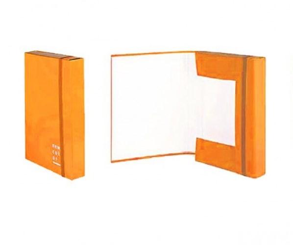 CARTELLA CON ELASTICO 3 LEMBI DORSO ARANCIO 3CM