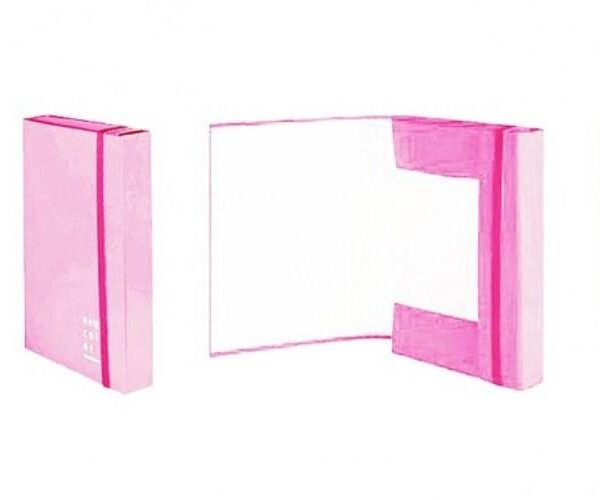 CARTELLA CON ELASTICO 3 LEMBI DORSO ROSA 3CM