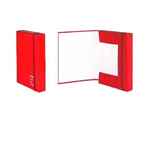 CARTELLA CON ELASTICO 3 LEMBI DORSO ROSSO 3CM