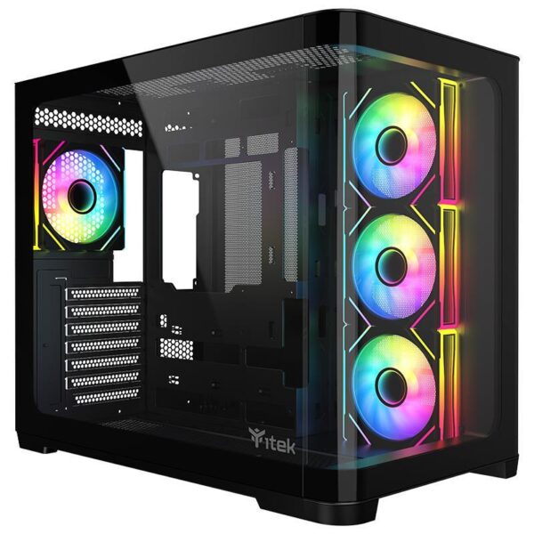 CASE GAMING DARK CAVE CURVED ITGCADCCB - NO ALIMENTATORE - DESIGN CURVO - NERO