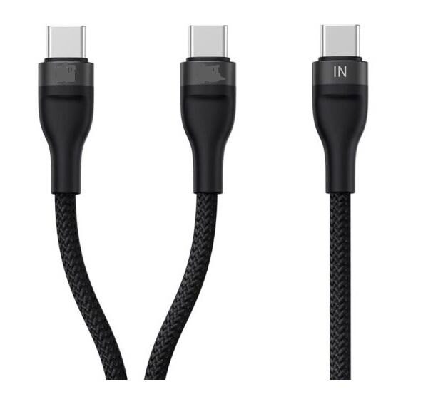 CAVO USB TYPE-C A 2 TYPE-C IN NYLON 1.2MT 100W (CS-NCCC12BL) NERO