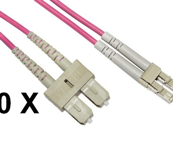 CONFEZIONE 10 CAVI FIBRA OTTICA LC A SC MULTIMODE DUPLEX OM4 MT.5 (LKLCSC4505E)