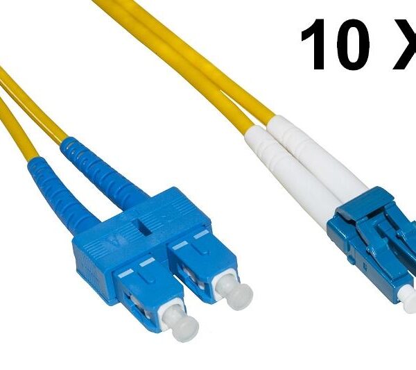 CONFEZIONE 10 CAVI FIBRA OTTICA LC A SC SINGLEMODE DUPLEX OS2 MT.5 (LKLCSC905E)