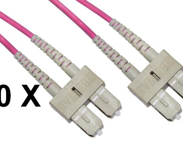 CONFEZIONE 10 CAVI FIBRA OTTICA SC A SC MULTIMODE DUPLEX OM4 MT.5 (LKSCSC4505E)