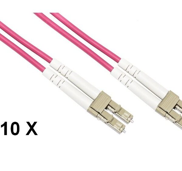 CONFEZIONE 10 CAVO FIBRA OTTICA LC A LC MULTIMODE DUPLEX OM4 GUAINA 2 MM 50/125 MT.1 (LKLCLC4501E)