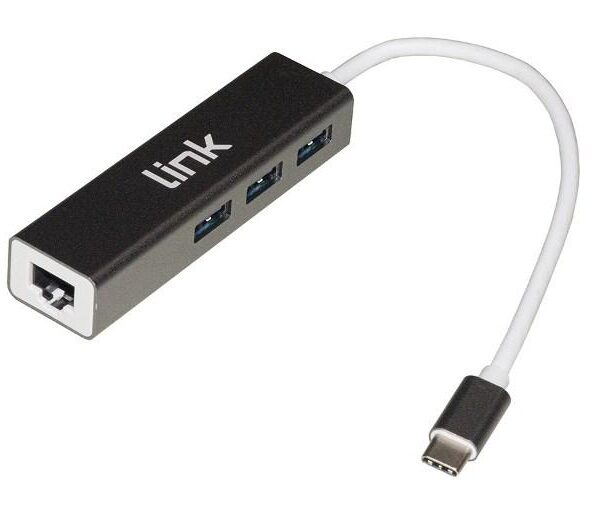 HUB 3 PORTE USB TYPE-C USB 3.0 + GIGABIT (LKHUB303)