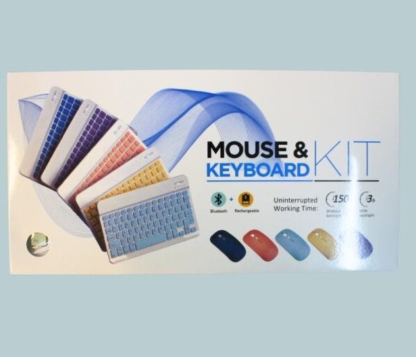 KIT MINI TASTIERA E MOUSE BLUETOOTH WIRELESS BT028 CELESTE