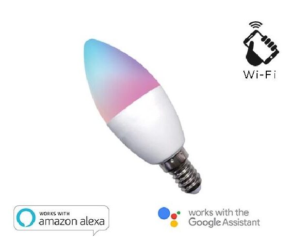 LAMPADA LED SMART EE-45WE14 RGB + BIANCO CALDO E14 C37 DIMMERABILE WIFI - ALEXA E GOOGLE HOME