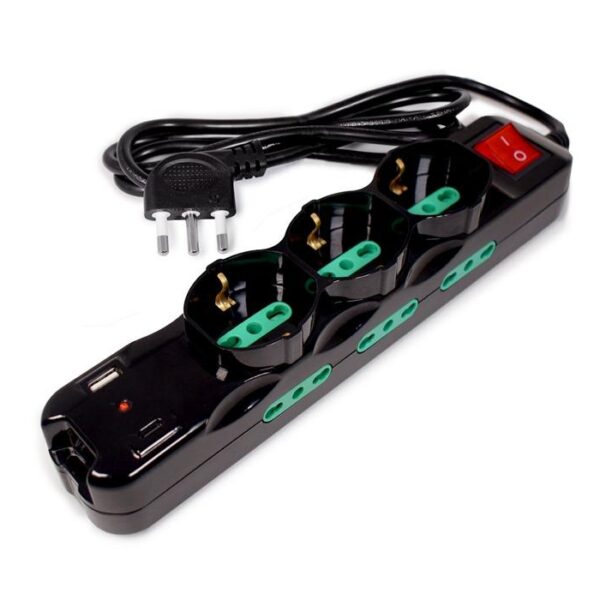 MULTIPRESA POWER CLEANER 9: INGRESSO ITALIA - 3 USCITE ITALIA/SCHUKO - 6 USCITE ITALIA 10/16A - PORTA USB - TOGETHER ON (FMP9IIGUSB)