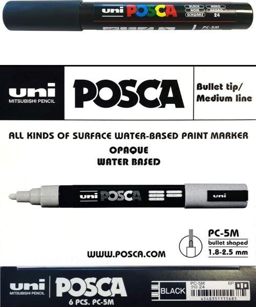PENNARELLO MARCATORE POSCA MEDIO NERO PM-5 CONF. 6PZ