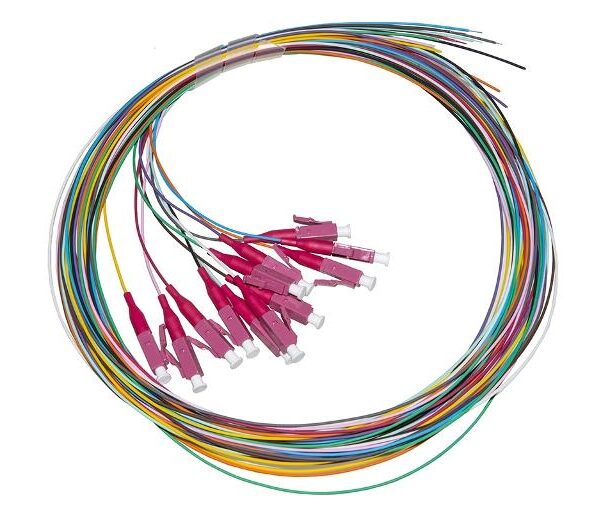 SET 12 CAVI PIGTAIL FIBRA OTTICA COLORATI CONNETTORI LC OM4 SIMPLEX 2 MT (LKLC12PT4)