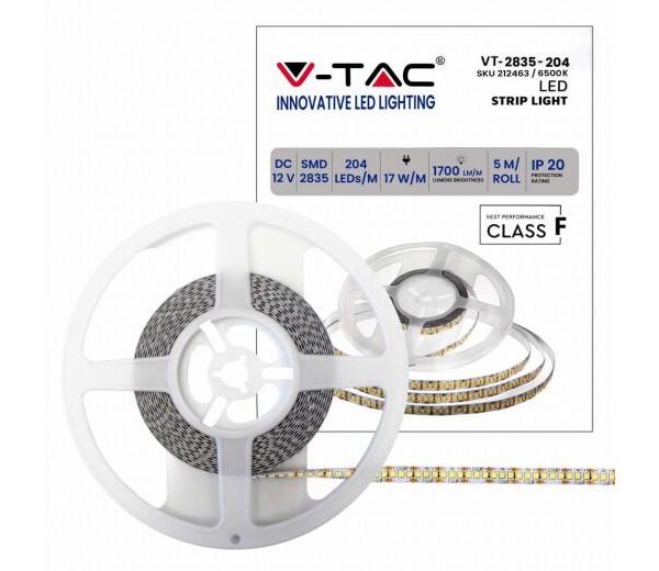 STRISCIA LED VT-2835-17 8500LM 12V STRIP 5MT 17W/M BIANCO FREDDO 6400K IP20 (212463)