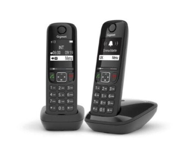 TELEFONO CORDLESS GIGASET AS690A DUO NERO SEGRETERIA (L36852-H2836-K101)